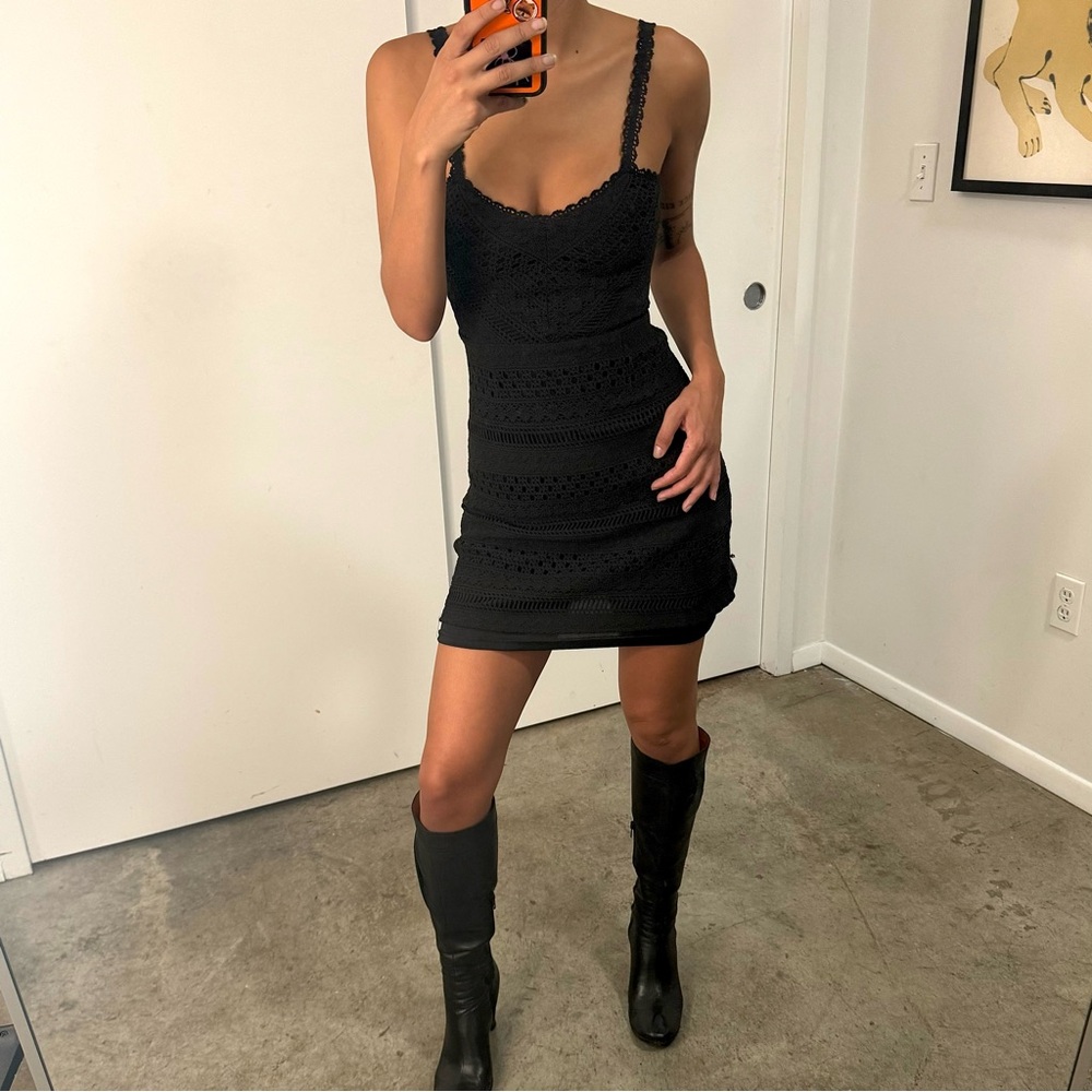 Black Knit Mini Dress